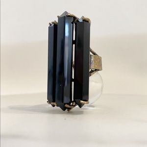 Triple Black Crystal Onyx Ring